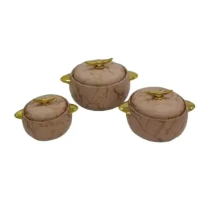 Food Warmer Hotpot Set Brown Gold (Set of 3)